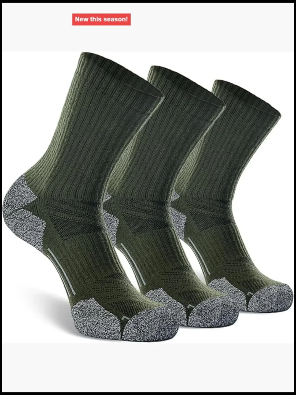 Crew Hiking Socks, Moisture Wicking, Arch Compression, Cushion Boot Socks